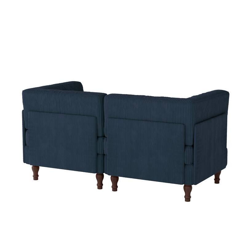 Modular Corduroy Corner Sectional Sofa Couch Set with Tufted Cushion