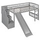 preview thumbnail 8 of 28, All-in-one Loft Bed Built-in Ladder Wood Frame Loft Bed with Slide, 2 Drawers, Storage Stairs & Underbed Activity Space for Kids
