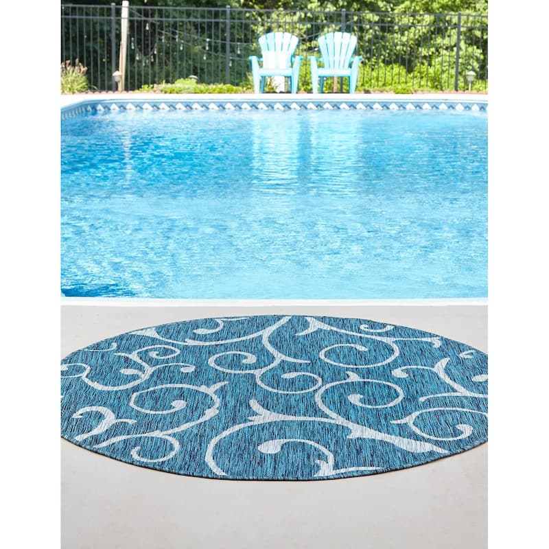 Outdoor Turgh Collection Area Rug - Teal - 4' Round