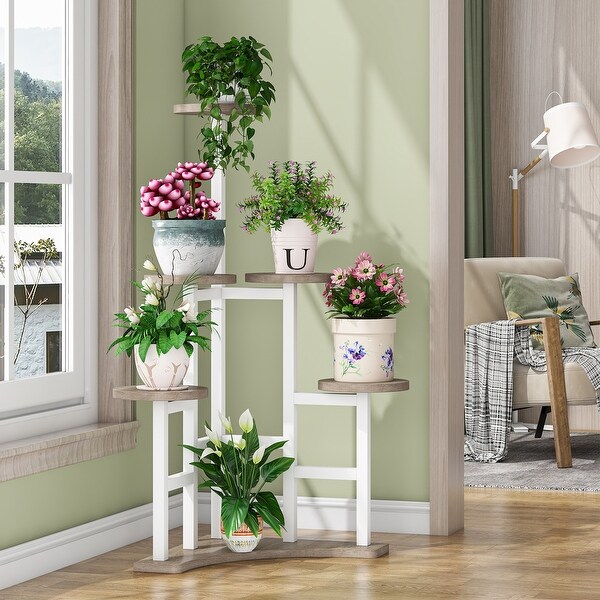 6-Tier Corner Plant Stand, Wood/Steel, Farmhouse - Bed Bath