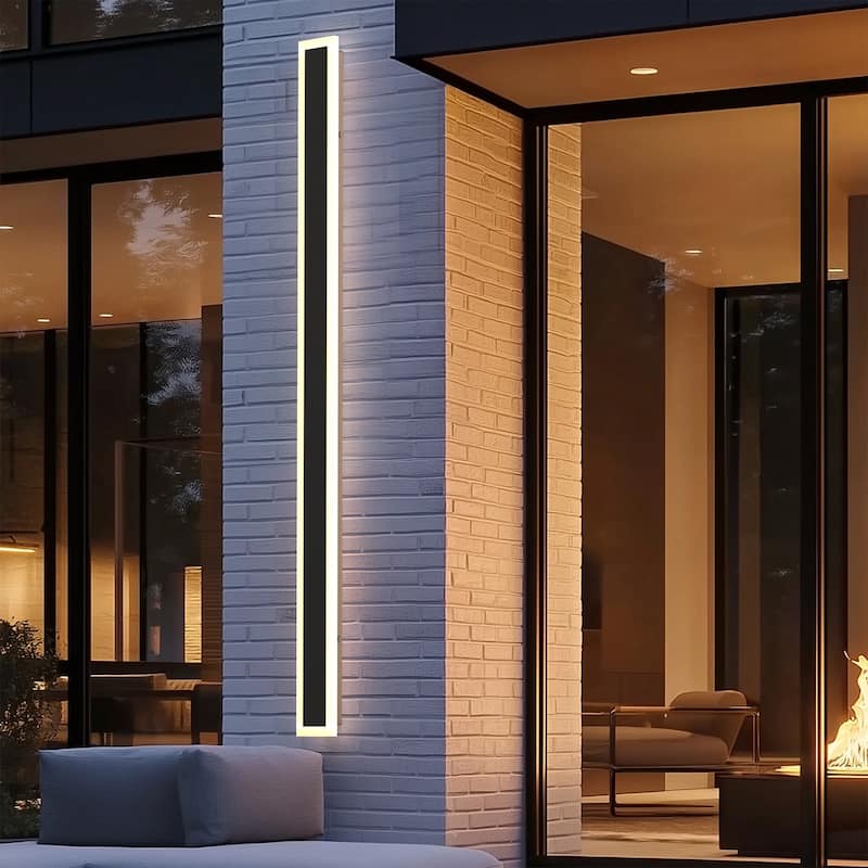 YANSUN Outdoor LED Wall Light, Rectangular Design, 3000K Warm Light, Satin Black Finish for Modern Outdoor Spaces - 3.1*1.7*43.3