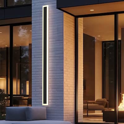 YANSUN Outdoor LED Wall Light, Rectangular Design, 3000K Warm Light, Satin Black Finish for Modern Outdoor Spaces - 3.1*1.7*43.3