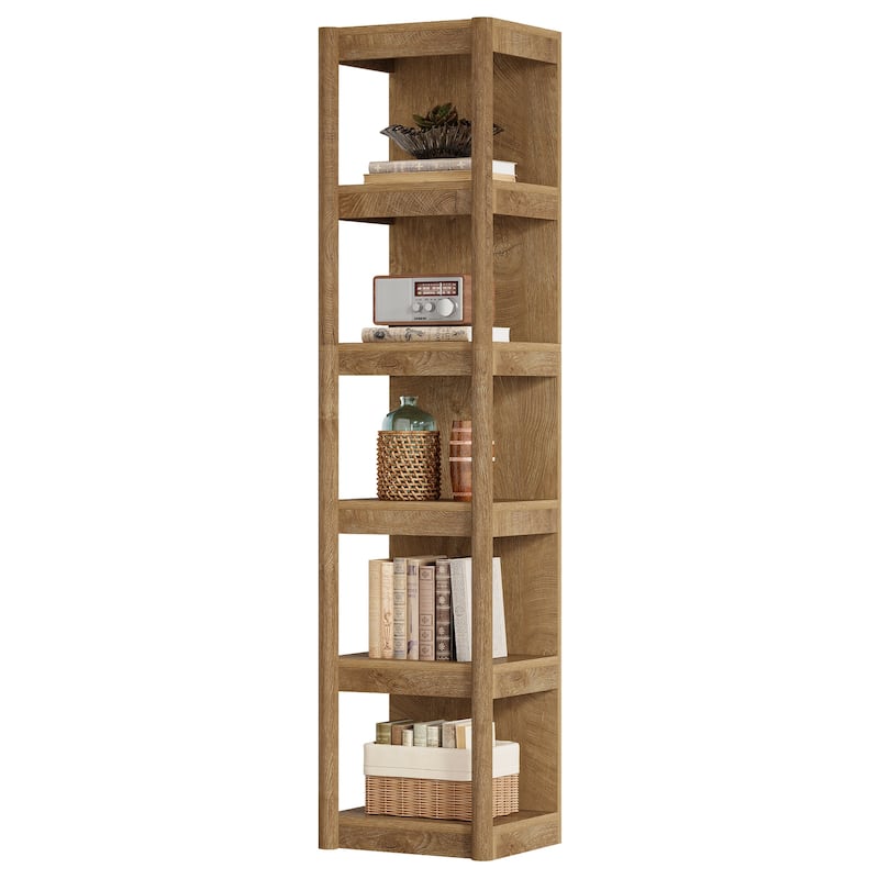 5-Tier Narrow Bookcase, 70.9" Tall Farmhouse Bookshelf