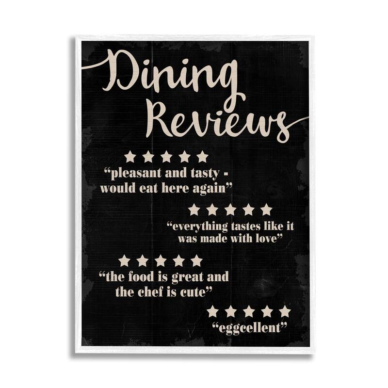 Stupell Dining Reviews Five Star Kitchen Black Funny Word Design Black Framed Wall Art, Proudly Made in USA - 24 x 30 - White