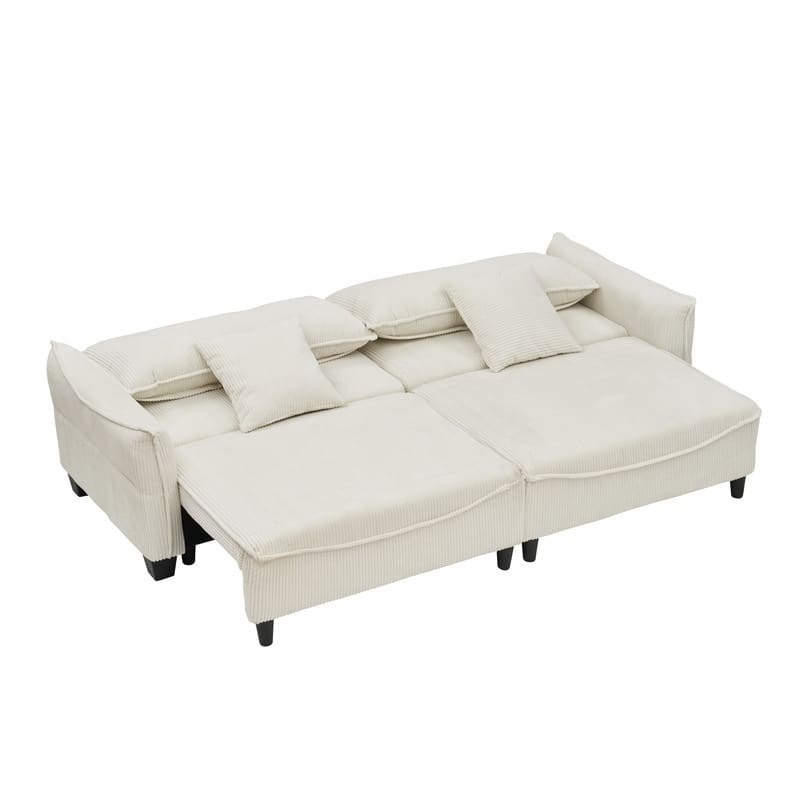 154.32" Corduroy Three-Seater Upholstered Sofa Bed