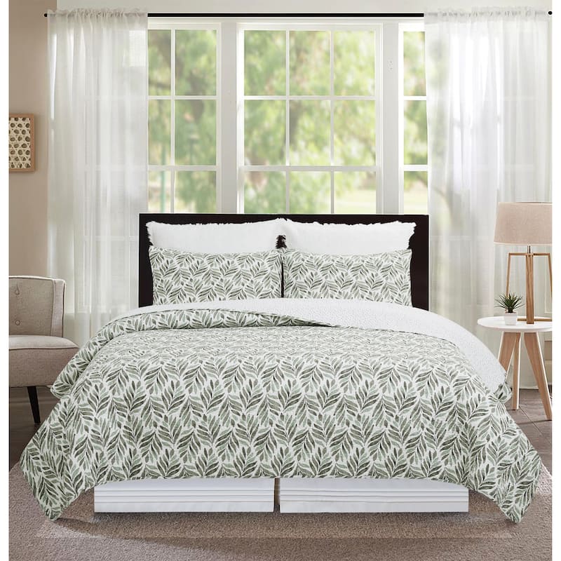 Blair Cotton Botanical Quilt Set - Reversible and Machine Washable