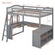 preview thumbnail 13 of 33, Full Wooden Loft Bed with U-shaped Desk,Storage Compartments and Tri-fold Mirror