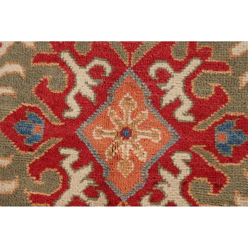 Geometric Kazak Accent Rug Hand-Knotted Oriental Blue Wool Carpet - 3'3"x 5'0"