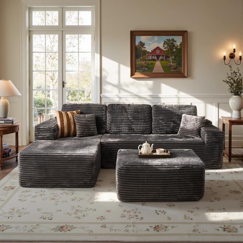 ​​OVIOS Lazy Chaise Lounge Sofa with Ottoman​
