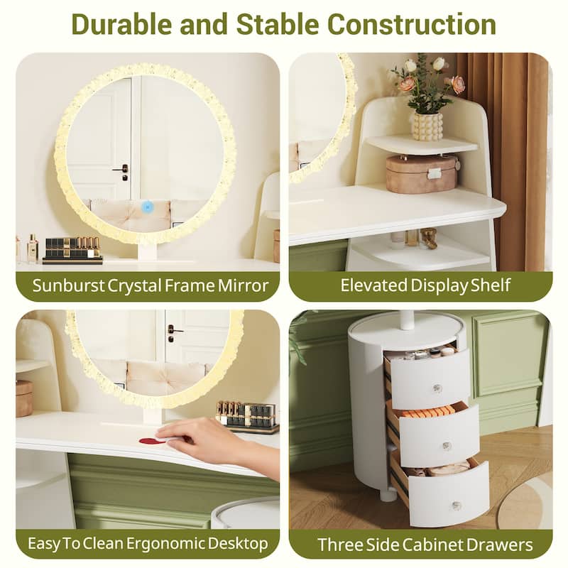 dressing table design circle Round Mirror Dressing Table at 16000/piece | in Ulhasnagar