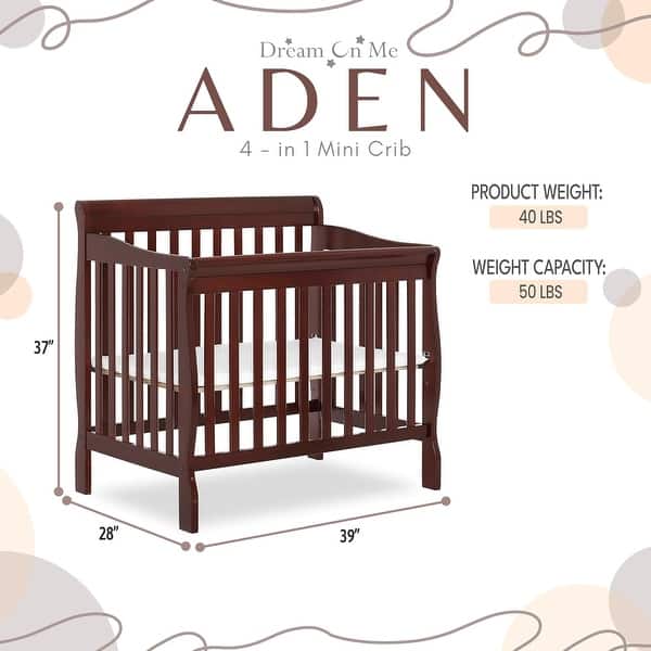 Dream On Me Aden Convertible 4-in-1 Mini Crib