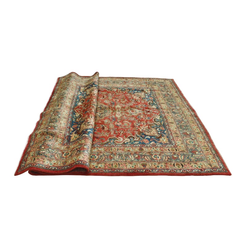 Fine Vintage Distressed Amy Rust/Blue Rug - 6'5" x 9'5"