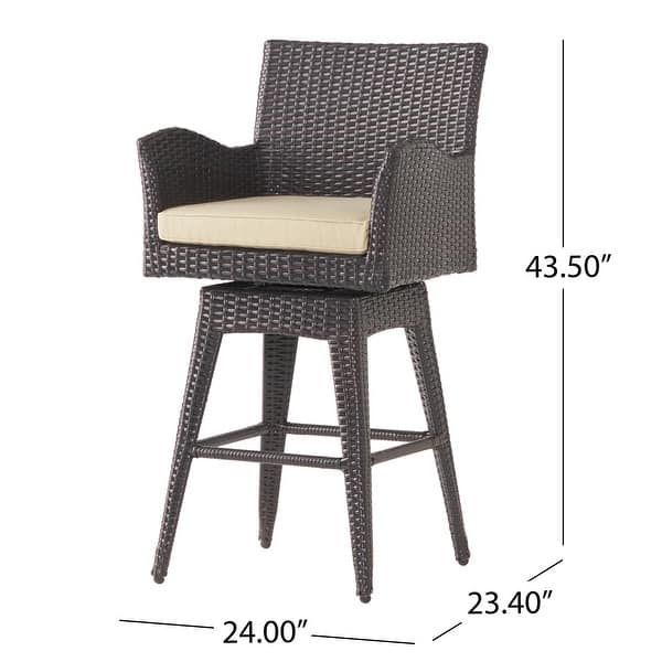Fairfax Outdoor Wicker Swivel Armed Cushion Barstool by Havenside Home