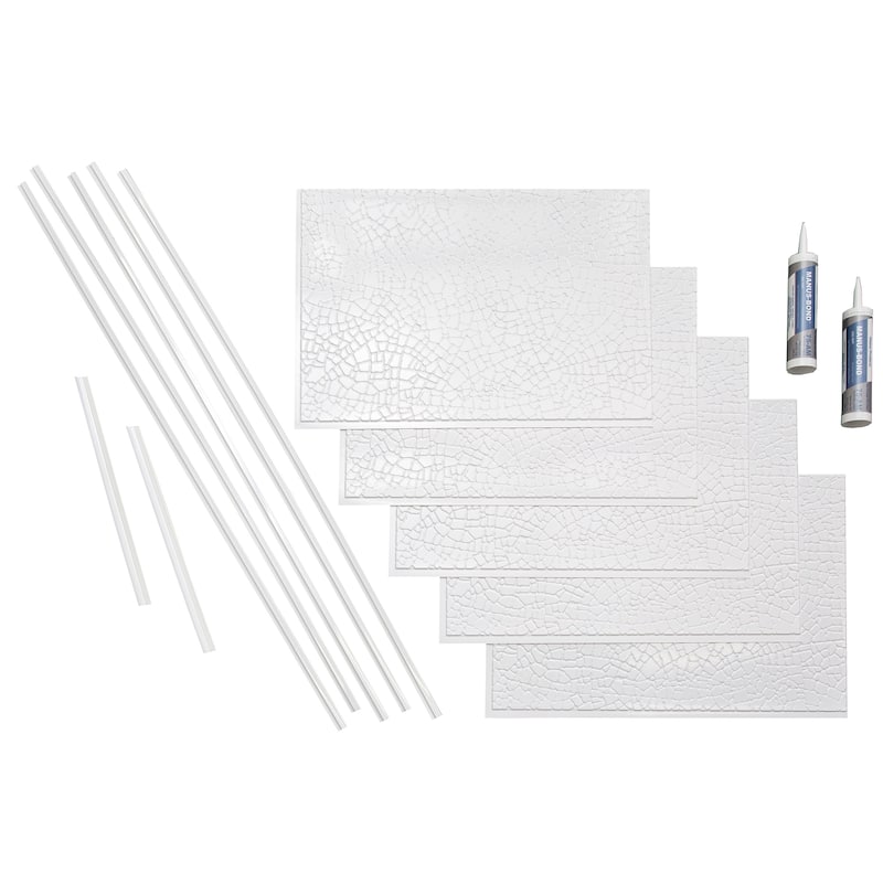 FASÄDE Skyline Decorative Vinyl Backsplash Panel - 15 Sq Ft Kit - Gloss White