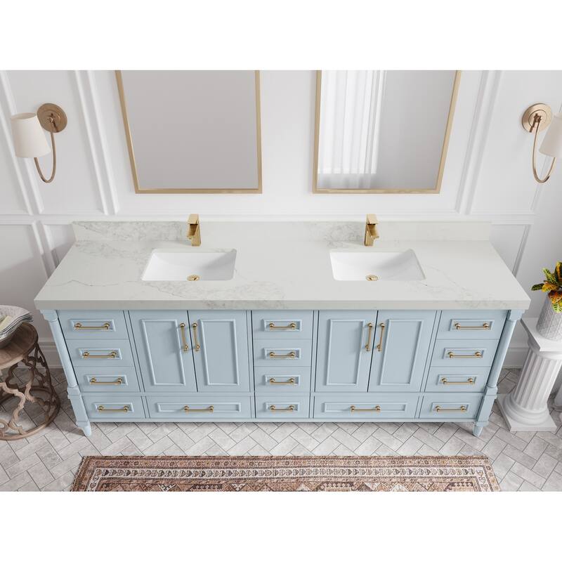 Willow Collections 84 in. W x 22 in. D Aberdeen Double Bowl Sink Bathroom Vanity with Countertop