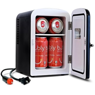 Koolatron 4L Retro Portable Mini Fridge 12V DC 110V 6 Can Cooler,Black