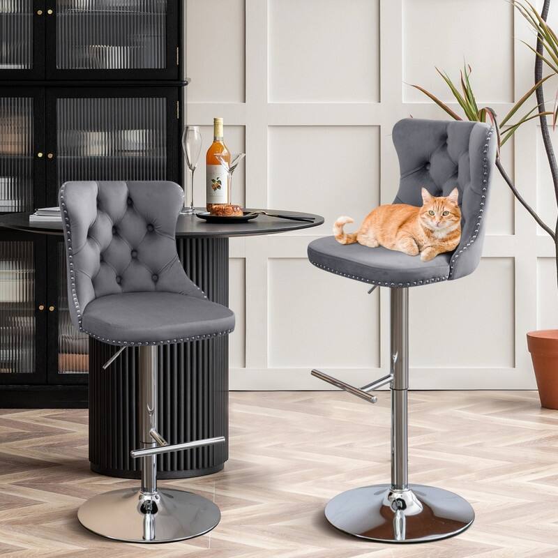 Swivel Foam Barstools Adjusatble Seat Set of 4