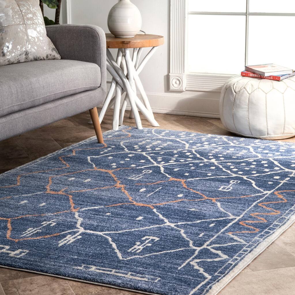 Nuloom Contemporary Abstract Aztec Dot Diamond Striped Area Rug