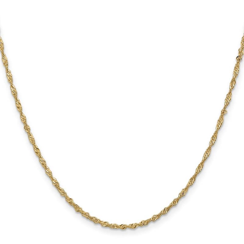 Curata 14k Yellow Gold Solid 1.7mm Polished Singapore Chain Necklace (Lobster) Options: 16 18 20 24 30