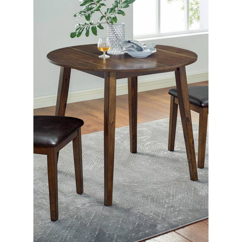 3pc Dining Set Round Dining Table And 2x Side Chairs Walnut