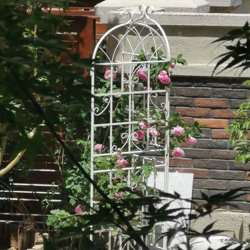 Anmytek Iron Plant Trellis White Decorative Climbing Plant Stand Garden Balcony Decor