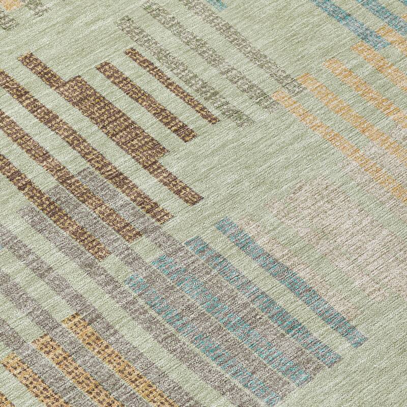 Machine Washable Indoor/ Outdoor Modern Pines Chantille Rug