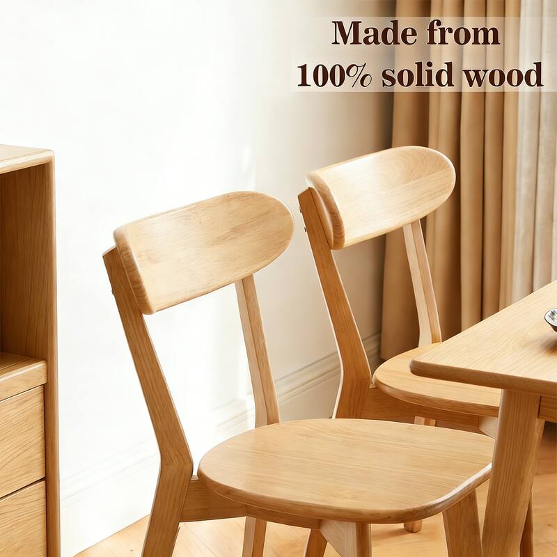 100% Solid Wood Dining Chairs Set of 2, Mid Century Modern Dining Chairs with Curved Backrest, for Dining Room