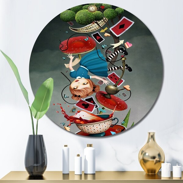 Designart 'Alice In Wonderland Falling In The Rabbit Hole