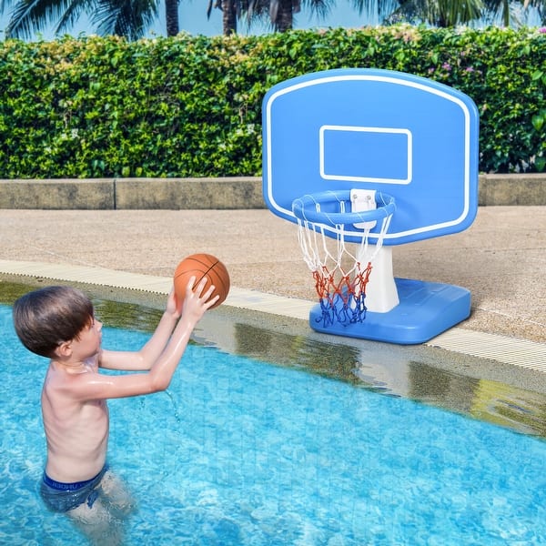 Solar LED Pool Basketball Hoop Floating Goal With Balls Pump