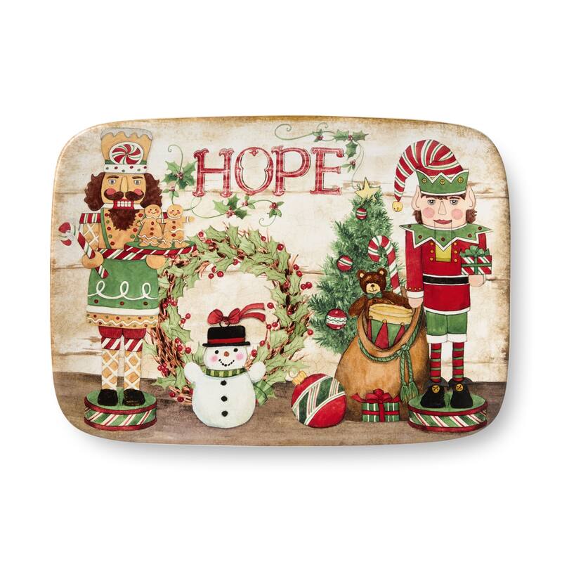 Certifed International Nutcracker Parade Rectangular Platter 14' x 10" - 14 L x 10 W x 1.125 H