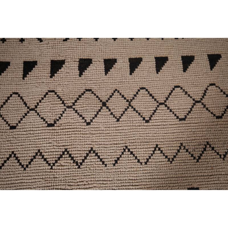 Ivory Moroccan Oriental Area Rug Hand-Knotted Wool Carpet - 8'10"x 12'3"