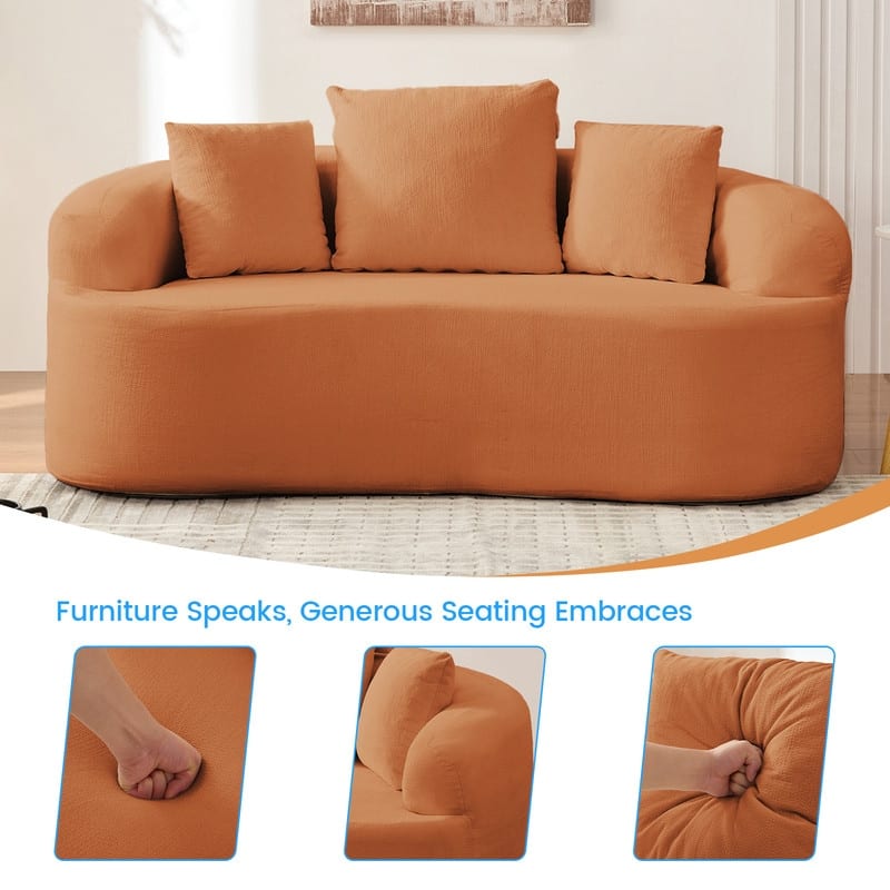 Mixoy Compact Loveseat Sofa with Chenille Upholstery,No Assembly Curved Couch for Small Spaces,Apartment