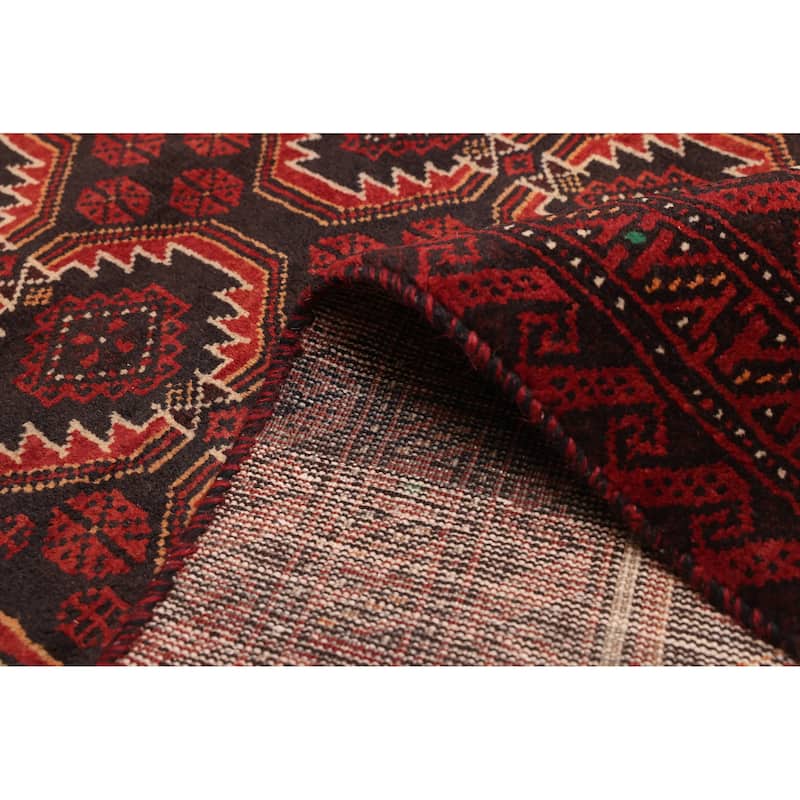ECARPETGALLERY Hand-knotted Baluch Black, Red Wool Rug - 3'9 x 7'9