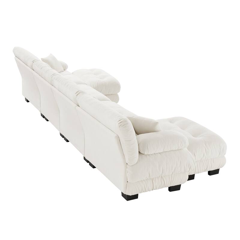 173.2" Chenille Modular 4-Seater U-Shaped Cloud Sectional Sofa with 2 Ottomans