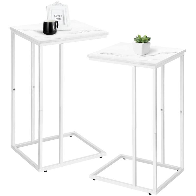 C Shaped Side Table Set of 2 - 16"D x 12"W x 25"H - White