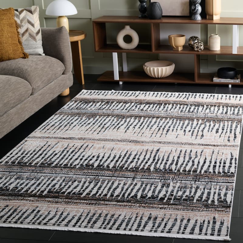 SAFAVIEH Mila Izola Modern & Contemporary Rug - 5'3" x 7'6" - Beige/Ivory Black