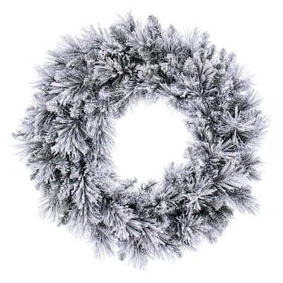Vickerman 30" Flocked Jackson Pine Artificial Unlit Wreath with 165 Realistic Hardneedle/PVC Tips