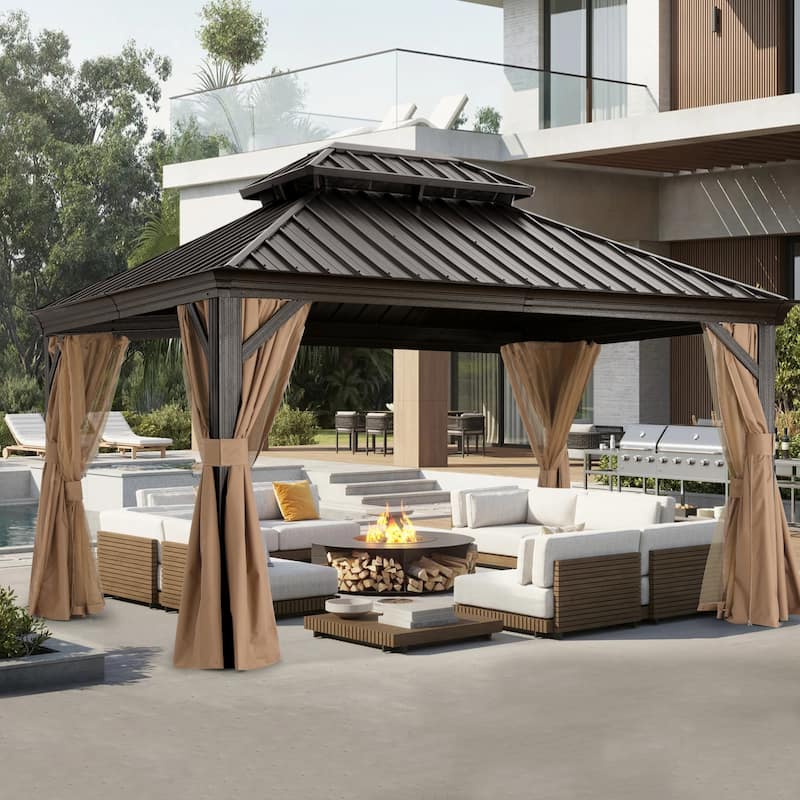 ABCCANOPY Outdoor Hardtop Gazebo with Galvanized Steel Double Roof