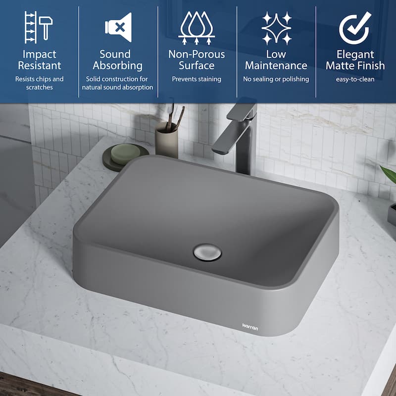 Karran Sea Crest Quartz 22 inch Bathroom Vessel Sink