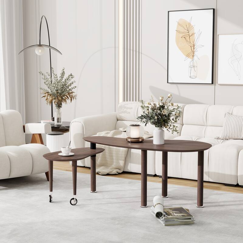 360 degree rotatable coffee table rotating cocktail table with solid rubber wood legs