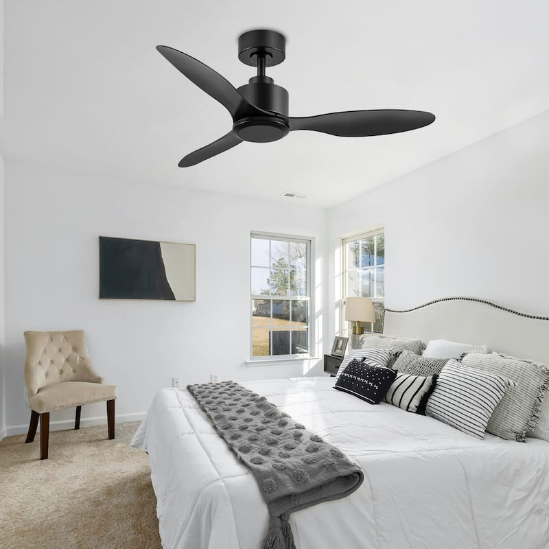 42/52-inch Indoor Ceiling Fan with Remote without Light(3-Blade) - Black-42IN - Remote