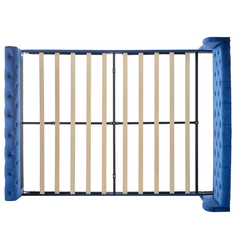 Christopher Knight Home - Amara Traditional Velvet Upholstered Sleigh Bed with Wingback Headboard & Scroll Footboard, Queen Size