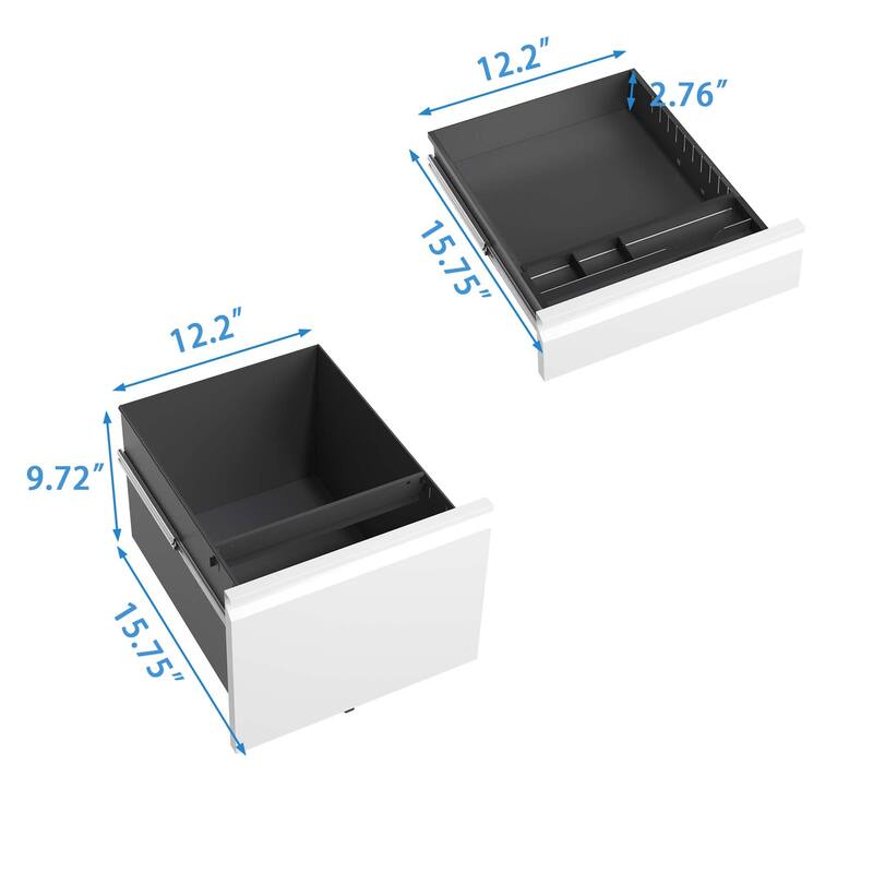 Anmytek White 3 Drawer Mobile Locking Metal File Cabinet Fully Assembled for Home Office Letter Legal A4 Storage