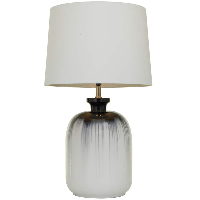 White Glass Gourd Style Base Room Table Lamp with Drum Shade