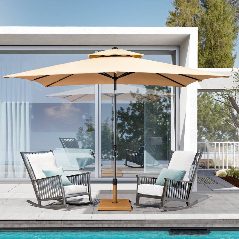 Outdoor Market Umbrella Base Holder Square Concrete / Cement Metal w/Wheels