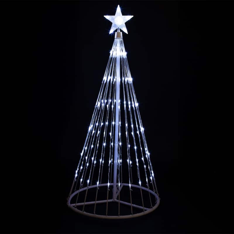 4' Pre-Lit White LED Show Cone Christmas Tree Yard Decor