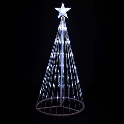 4' Pre-Lit White LED Show Cone Christmas Tree Yard Decor
