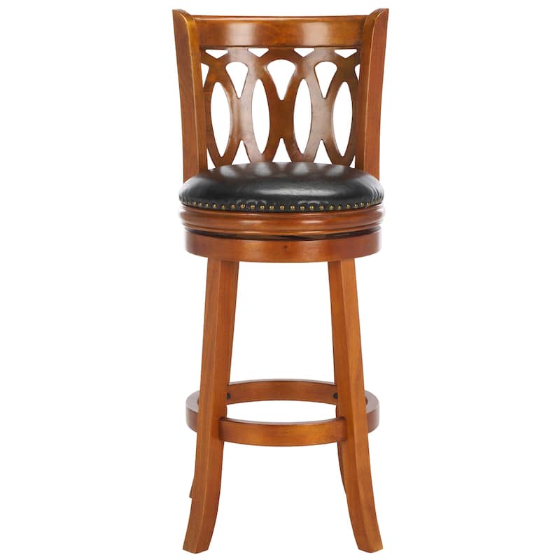 SAFAVIEH Cherrie Dark Oak Finish 29-inch Swivel Bar Stool - 19" x 18" x 44" - 19Wx18Dx44H - Dark Oak/Black