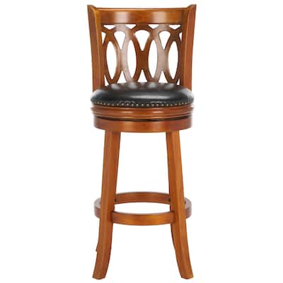 SAFAVIEH Cherrie Dark Oak Finish 29-inch Swivel Bar Stool - 19" x 18" x 44" - 19Wx18Dx44H