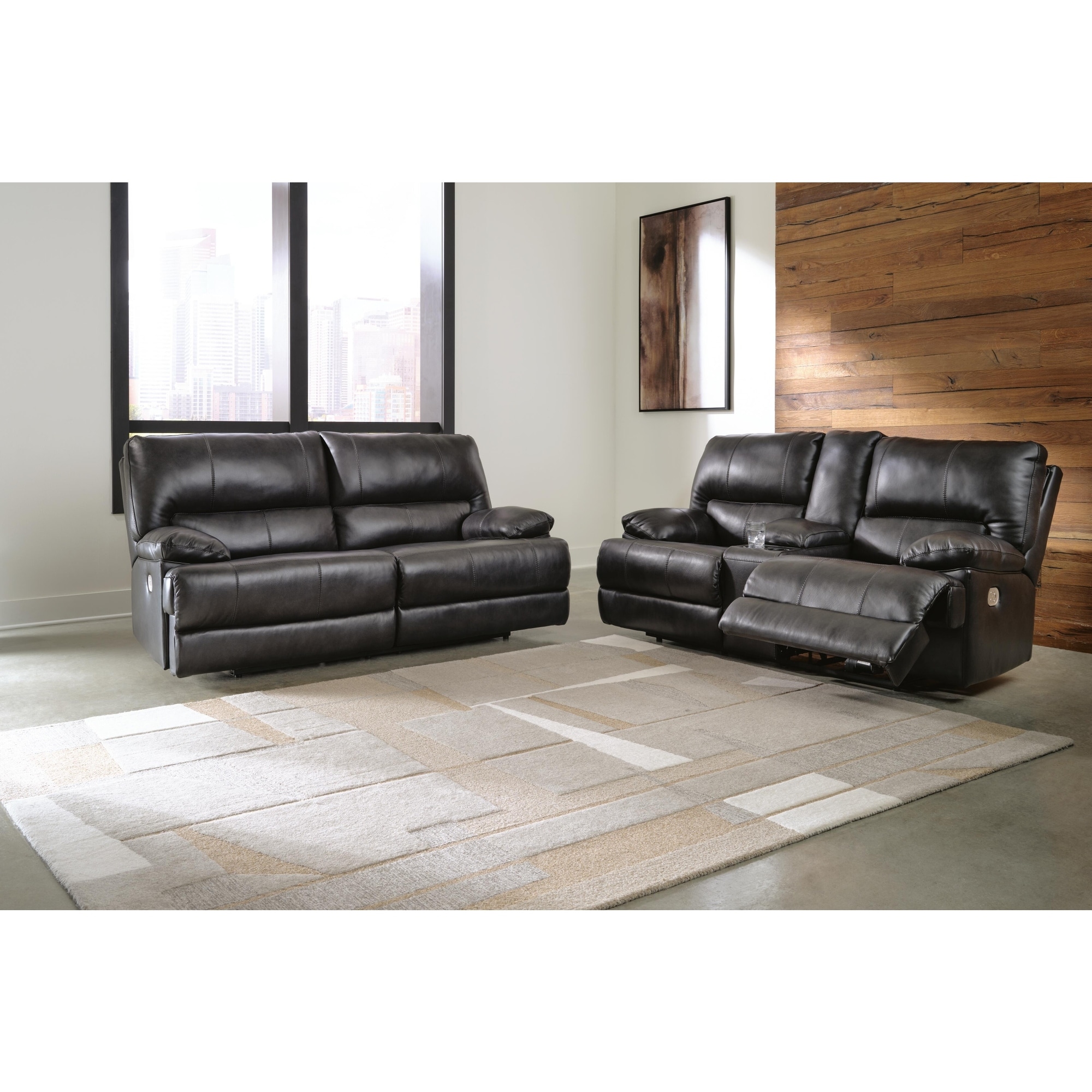 Signature Design by Ashley Mountainous Black 2-Piece Upholstery Package - 85"W x 42"D x 42"H